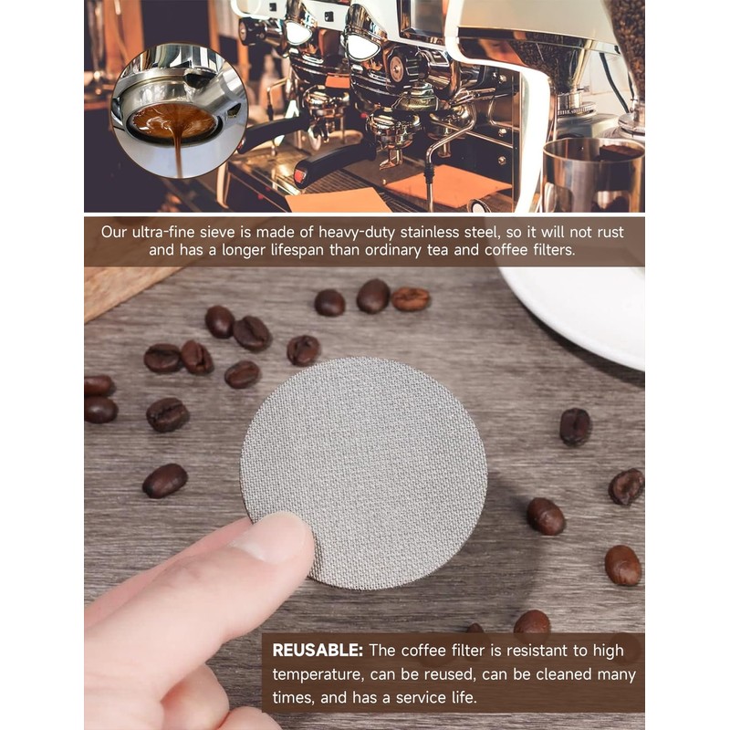2 PCS Espresso Puck Screen, 53.5mm Puck Screen, Resuable 1.7mm