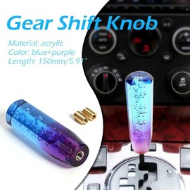 Shift Knob Head, Universal Acrylic Gear Shift Crystal Bubble Car Shifter Manual Car Gear Shift Knob Head Shifter Lever with 2 Mounting Adapters for Most Manual Vehicles(Blue