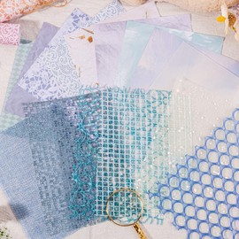 Obujopal 15Pcs Scrapbook Textured Paper for Journaling Junk Journal Card Making DIY Project Paper Art Craft Supplies, Handmade Special Mix Material, 4.7×6.7 inch (Blue)