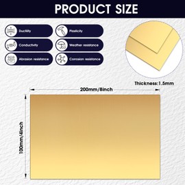 Brass Sheet,4" x 8",16 Gauge(1.5mm) Thickness, 99.9% Pure Brass Plate,for Engraving, Crafting, Jewelry