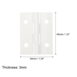 sourcing map 4Pcs Acrylic Hinges, 1.8 x 1.34 Inch Mini Hardware Folding Hinges Piano Hinges with Mounting Hole for Case Box Handicrafts, White