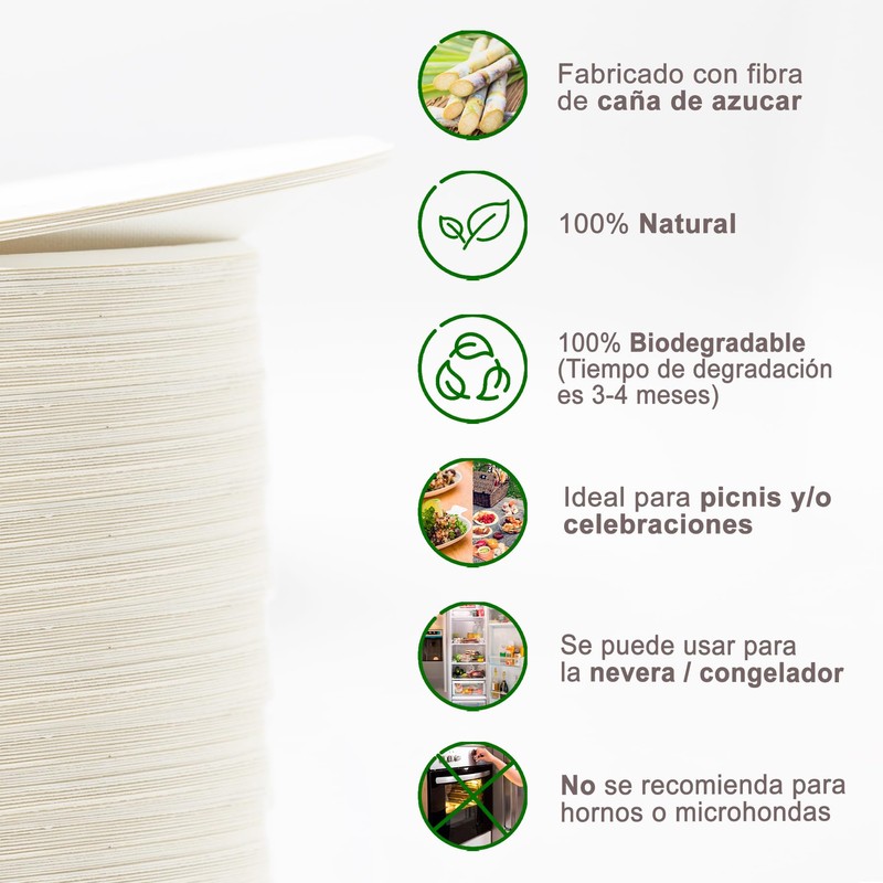EXNIMA, Pack of 50, 100 or 200 Biodegradable Disposable Sugarcane