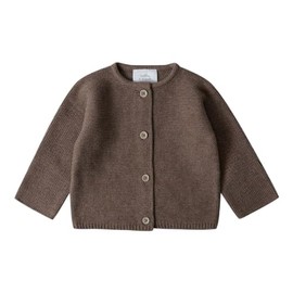 Stellou & friends Cardigan for Baby and Toddler with Buttons in Wood Look, Girls and Boys, High-Quality Clothing Made of 100% Cotton, Perfect for Autumn and Winter, Oeko-Tex Certified, light brown