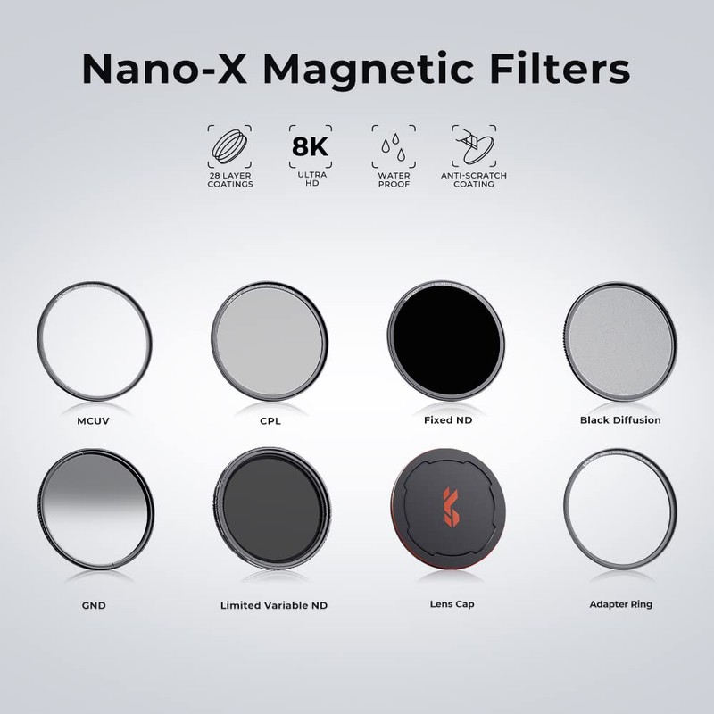 K&F Concept 77mm Magnetic ND64 Filter with Filter Adapter Ring
