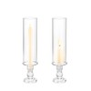 Clear Glass Hurricane Candle Holder Set of 2, 13.8 inch