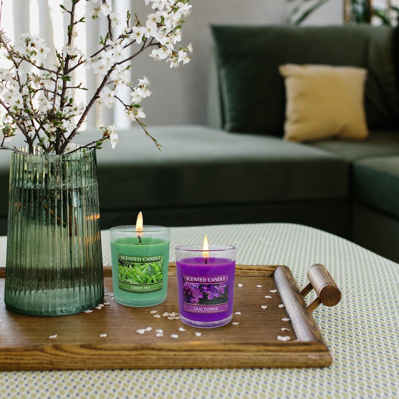 12 Pack Strong Scented Votive Candles Gift Set with 6