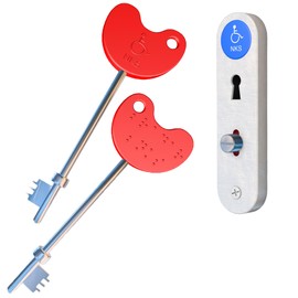 NKS Radar Key for Disabled Toilets UK with Easy Grip for Disabled Access | Red Plastic Head with Braille, Steel Disabled Toilet Key – Unlocks 10000+ Secure Toilets Across UK 2PK