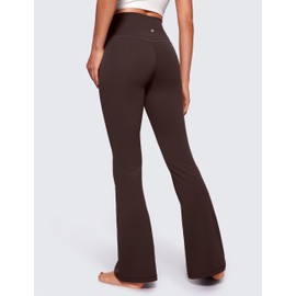 CRZ YOGA Butterluxe Crossover Flare Leggings for Women 29" - High Waist V Cross Bootcut Bell Bottoms Tummy Control Yoga Pants Hot Fudge Brown Small