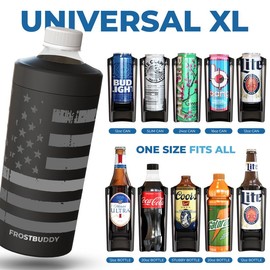 Universal XL Can Cooler - Made to fit almost every 12-24oz can and bottle - Stainless Steel Vacuum Sealed:_Black Cats