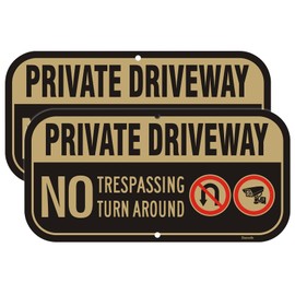 Danoib Private Drive No Trespassing Sign 2 Pack, 12'' X 6'' No Turn Around Sign Reflective Warning Signs, UV Protected and Weatherproof, Easy to Mount, Outdoor & Indoor Use
