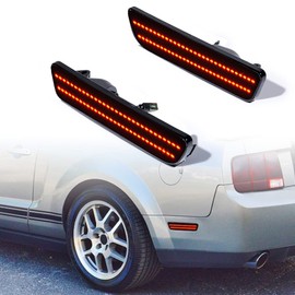 2X Dynamic Red Dark Smoke Lens Rear Side Marker Light Sequential Blink Turn Signal Lamp Compatible with Ford Mustang 2005 2006 2007 2008 2009 ()