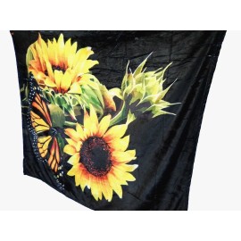 Jeckeno Sunflower With Butterfly Light Weight Throw Blanket 50x60