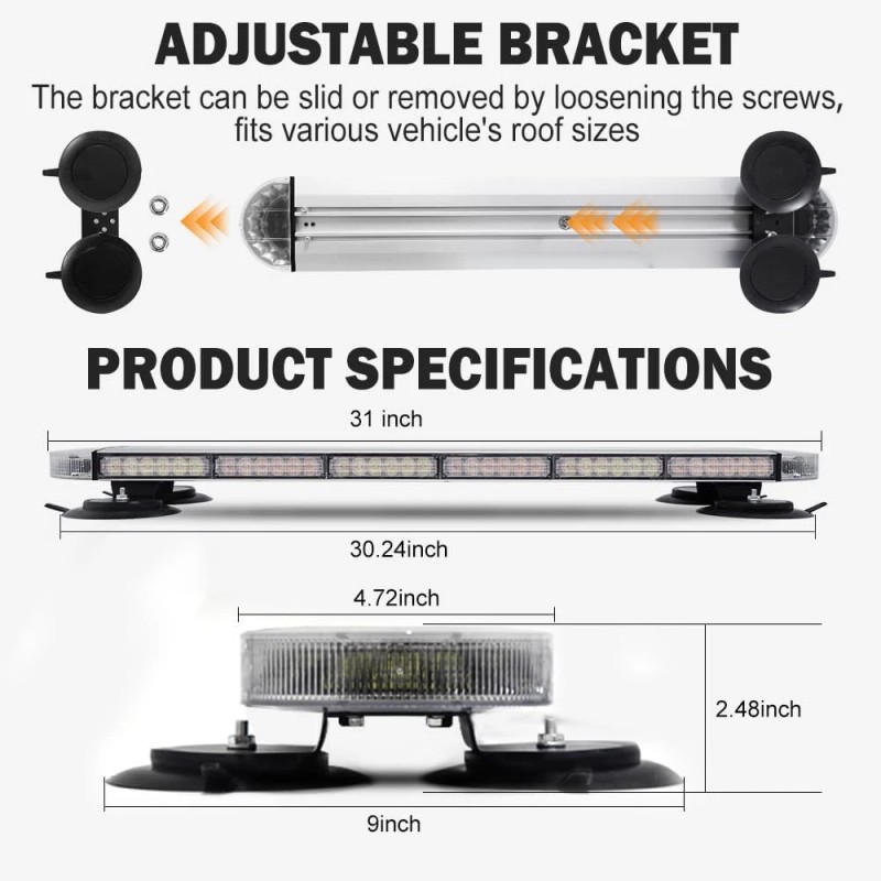 ASPL 31" 90LED Strobe Light Bar Emergency Light Beacon Warning