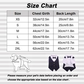 Dog Tuxedo Pet Wedding Party Formal Shirt with Bow Tie Cats Dogs Festival Costume Dog Prince Gentleman Clothes XS (Black)