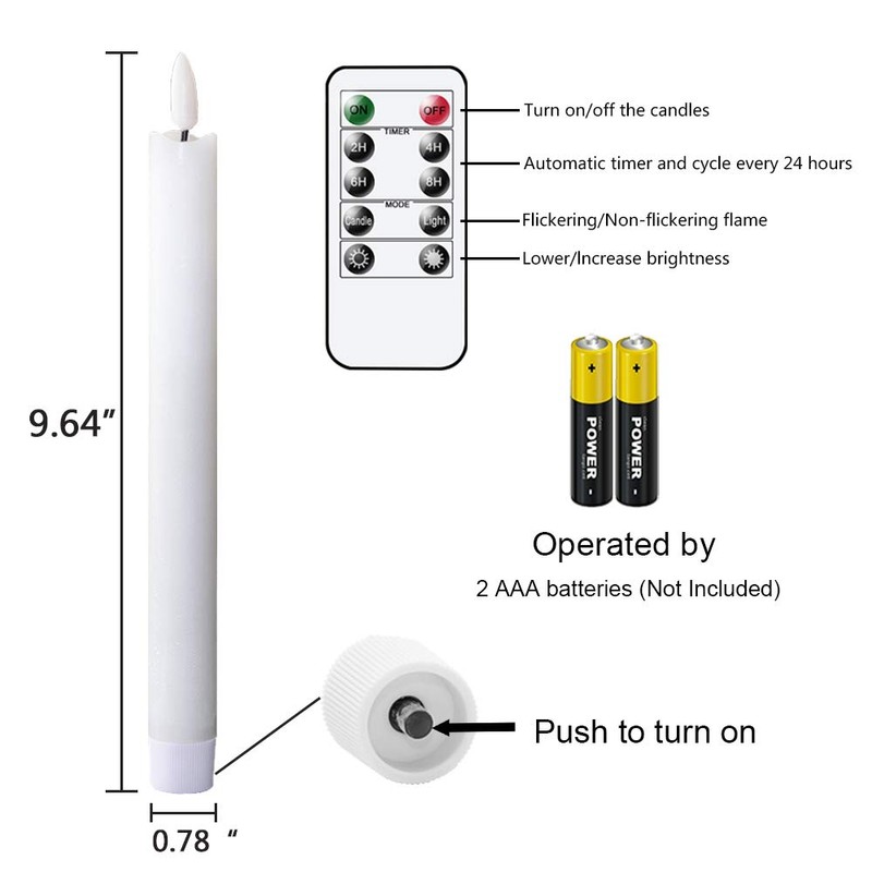 GenSwin Flameless Taper Candles Flickering with Remote Timer, Battery Operated