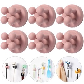 iBetterLife Silicone Toothbrush Holders for Bathrooms - 6Pcs Razor Holder for Shower Wall Mount Self Adhesive Cute Utility Dorm Room Kitchen Office Organizer Storage Hook for Kids Hanging Loofah Towel