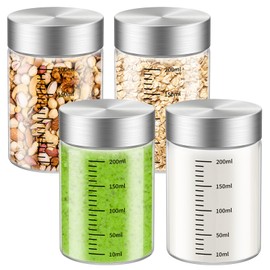 CWHHRN 8 Oz Glass Juice Bottles, 4 Pack Glass Bottles with Lids, BPA Free, Borosilicate Glass, Leak Proof Lids for Juicing, Smoothies, Infused Water, Beverage Storage, Shaker Bottles