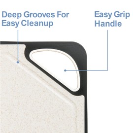 Multifunctional Wheat Fiber Chopping Board, Large, Double-Sided, Non-Slip, Antibacterial, Eco-Friendly, Food-Safe with Built-in Stand, Grinding Area, and Sharpener (Beige)