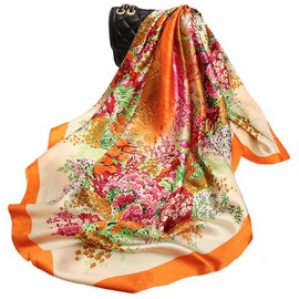 FAIRYGATE Schal Grau Damen Schal Damen Leoprint Damen Bandana Seidentuch Kopftuch Hijab Tuch Quadrates Bedrucktes DA2424