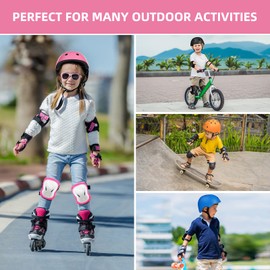 KORIMEFA Kids Bike Helmet Protective Gear Set Helmet and Pads Set with Knee Pads Elbow Pads Wrist Guards for Skateboard Roller Scooter Cycling for Boys Girls