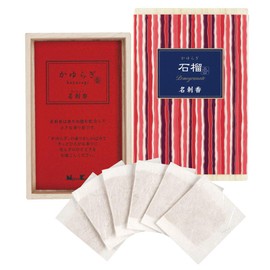 KAYURAGI Sachet - Pomegranate 6 Mini Scented sachets per Wooden Box. by NIPPON KODO, Japanese Quality Incense, Since 1575