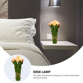 OSALADI Tulip Lantern Flower Night Lamp Bedside Lamp Simulated Led Tulip Desktop Lamp Decor Desk Lamp Led Tulip Bouquet Fake Led Tulip Fake Bouquet Lamp Fake Tulip Lamp Decor Tulip Light