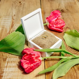 Creative Deco Small Wooden Box with Lid, White, Baby Memory Box, 10 x 10 x 5 cm (+/-0.5 cm), Gift Box, Jewellery Box, Small Wooden Box for Decoupage, Decoration, Storage