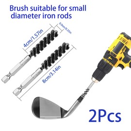 2 Pcs Golf Clubs Head Hosel Brush Stainless Steel Golf Club Head Insert Sheath Brush Electric Drill Wire Brush Tool Golf Shaft Collar for Iron and Wood Cleaning Tool (Silver, 2 Pcs)