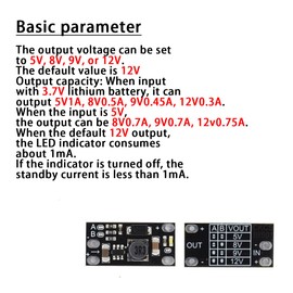 Holy Feather Mini DC-DC Boost Module | Adjustable Voltage Regulator | 3.7V to 12V | 5V/8V/9V/12V Output | Lithium Battery Boost 5Pcs