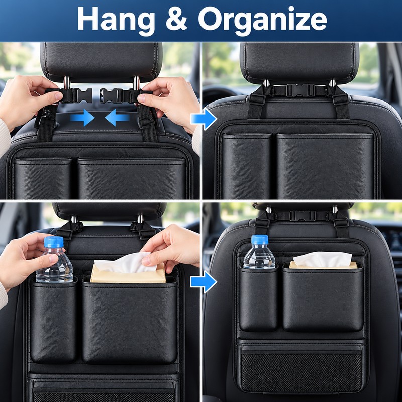 Car Seat Back Organizer – Large Capacity Rear Seat Hanging