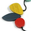 Multicoloured Oval/Round Wood Bead with Black Cotton Cord Long Necklace