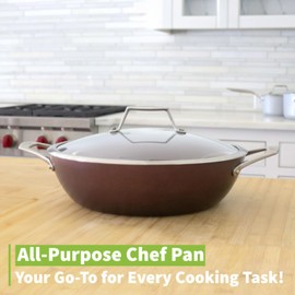TECHEF - Art Pan Collection, 5 Qt / 12-in Nonstick All Purpose Chef Pan with Cover, Made in Korea (5-quart Chef Pan)