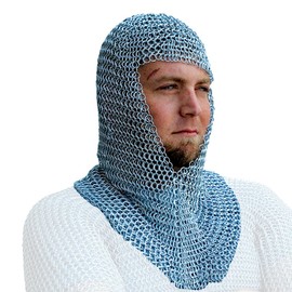 Medieval Gears Brand Chainmail Hood Coif Butted Mild Steel Renaissance Costume