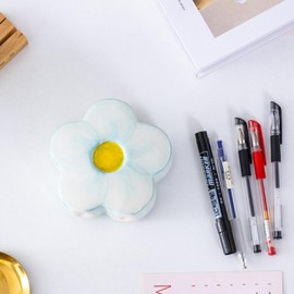 Busnos Blue Pencil Holder Pen Holder Office Desk Accessories Aesthetic Cute Flower Home Decor Makeup Brush Holder Vase Birthday Gifts for Women Vanity Toothbrush Holder Kawaii Kitchen Utensil Holder