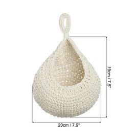 PATIKIL Hanging Fruit Baskets for Kitchen, 2 Pack Medium Size Teardrop Home Decor Storage Hand-Woven Wall Hanging Basket for Garlic Potato Vegetable, Beige