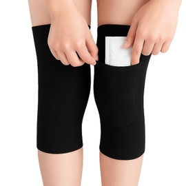 TikTrunk Knee Support, With Cairo Pockets, Thermal, Knee Warm, Cold Protection, Unisex, Washable, Compression Supporter, Black, XL Size