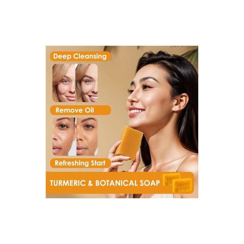 Kit Cuidado Facial Cúrcuma Piezas Limpiador Cepillo Discos Exfoliantes Jabón