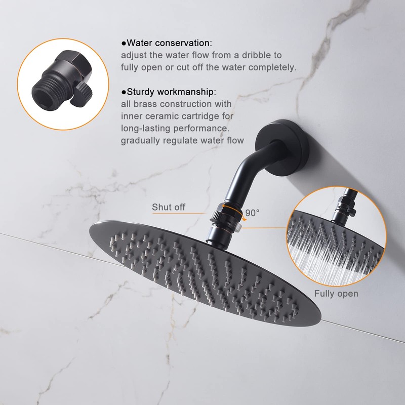 ChuangTim Water Flow Control Valve, Oil Rubbed Bronze Shower Head