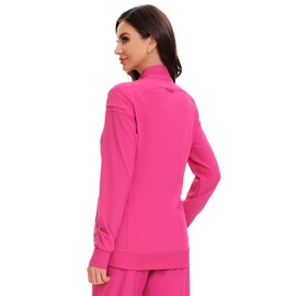 COZYFIT Scrub Jackets for Woman, Zip Front Nurse Jacket, 4-Way Stretch Fabric - Hot Pink, M