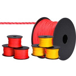 ToolSpace 6 x Mason's Cord Construction Cord, 50 m x 1.6 mm, 3 x Red, 3 x Yellow, Polypropylene Silk, Guidance Cord, Plumb Cord, Thick Paving Cord, Durable and Tear-Resistant, Masonry Cord for Spirit Level