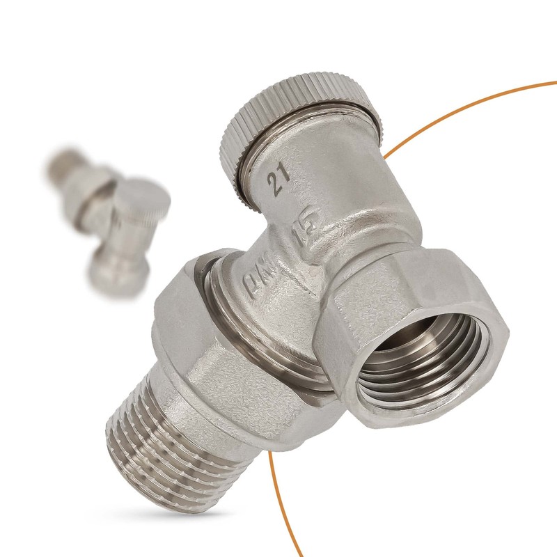 Radiator Return Fitting 1/2 Inch Angled Lock Shield Shut-off Valve