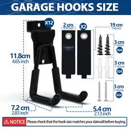 3-H Slat Wall Hooks 12 Pack 4.5 Inch, Slatwall Hooks U Shape,Slatwall Accessories Heavy Duty for Space Saving Used as Proslat Accessories(Black）