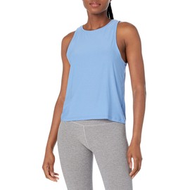Beyond Yoga® Featherweight Rebalance Tank Top – Relaxed Fit – Ribbed Crew Neckline – Straight Hem Tank Flower Blue Heather SM One Size