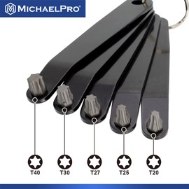 MichaelPro 5-Piece Ultra Low Profile Offset Screwdriver Set, Slim Profile Angled Screwdrivers, Star Driver | T20, T25, T27, T30, T40 | MP002029
