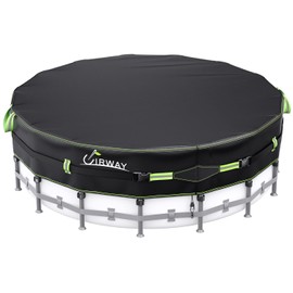 UIRWAY 500D Winter Pool Cover 14FT Round [2025 Upgraded Heavy Duty Fabric] Solar Pool Covers for Above Ground Pools, New Super Windproof Gel-Coated Tarp Straps, Swimming Pool Covers with UV Protection