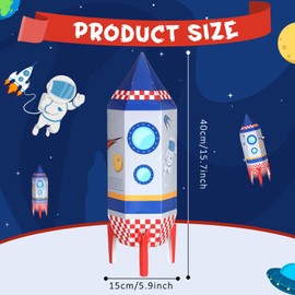 Tioncy 6 Pcs Large Rocket Decoration Boxes 15.7 Inch Space Rocket Cardboard Boxes Spaceship Storage Boxes for Space Themed Birthday Party Decorations Solar System Rocket Party Decor