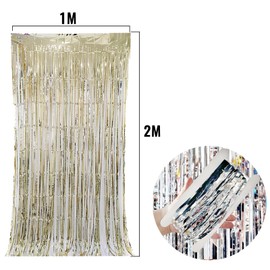 Pack of 4 Tinsel Curtains, Silver, Glitter Tinsel Curtains, Streamers Decoration, New Year's Eve, Disco Party, Birthday Decoration (Gold)