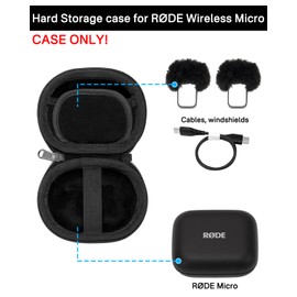 RAIACE Hard Travel Case Compatible RODE Compact Microphone, Carrying Storage Bag. - Black(Black Lining)