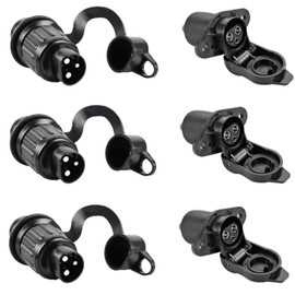 GOMETY Pack of 3 3-Pin Plug and Socket, 12 V 3-Pin Tractor Plug Socket 12 V, 3 Pin Trailer Plug Socket According to DIN 9680 Waterproof Plug Socket for Trucks Cars (3)