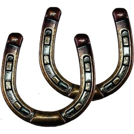 Set of 6 Double Horseshoe Drawer Handle Cabinet Western Southwest Decor Texas Kitchen (Oil Rubbed Brass)